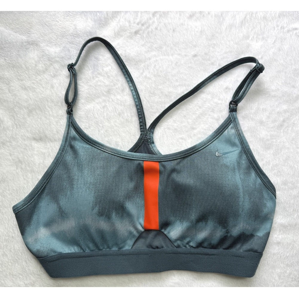 Nike Dri-FIT Indy Sports Bra Teal Tie Dye Orange Stripe Medium Light Support